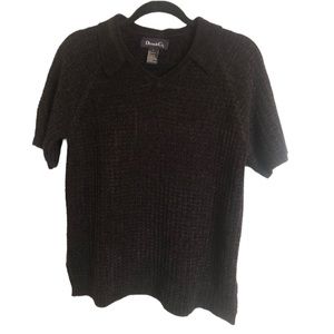 Denim & Co Black Collard Shirt/Sweater